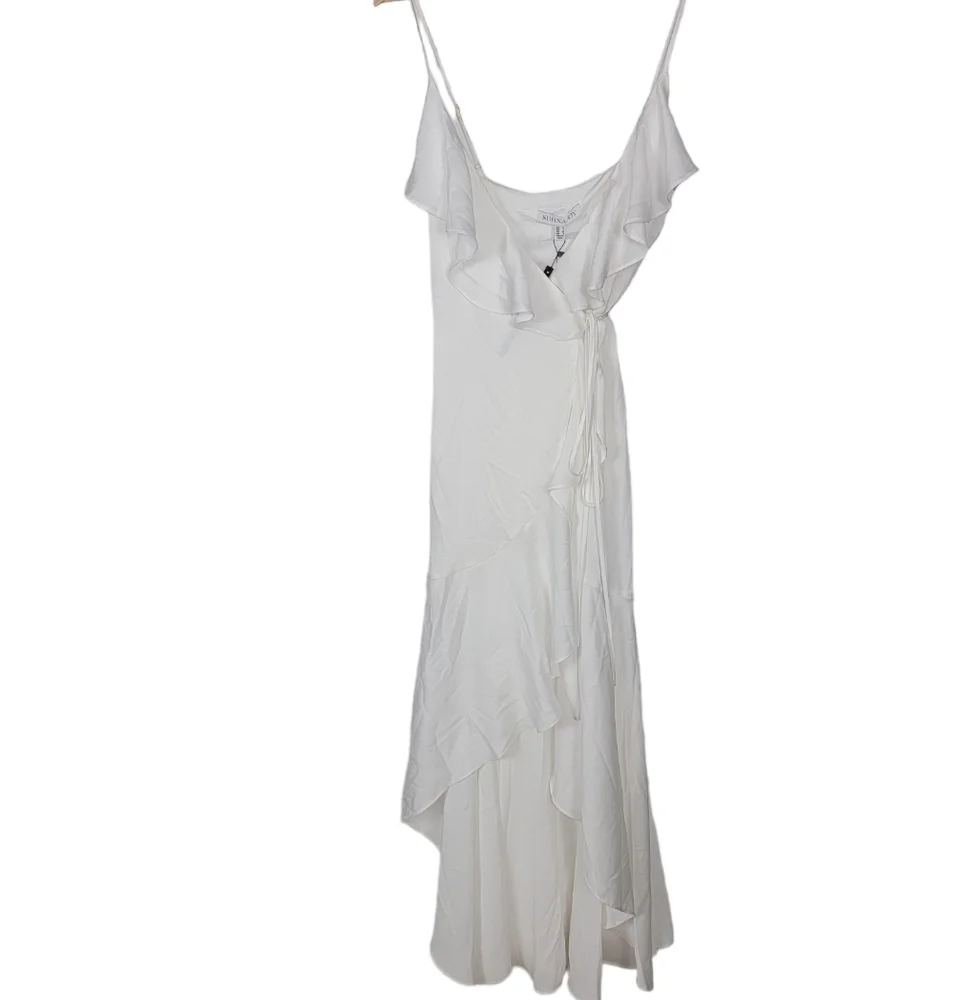 Shona Joy Luxe Bias Frill Wrap Dress Ruffle Trim Ivory New With Tags Size 6_2